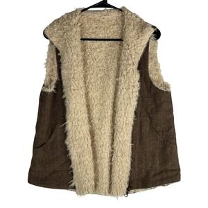 Reversible Handmade Penny Lane Tweed Vest Tan Brown Boho Fur and Fabulous